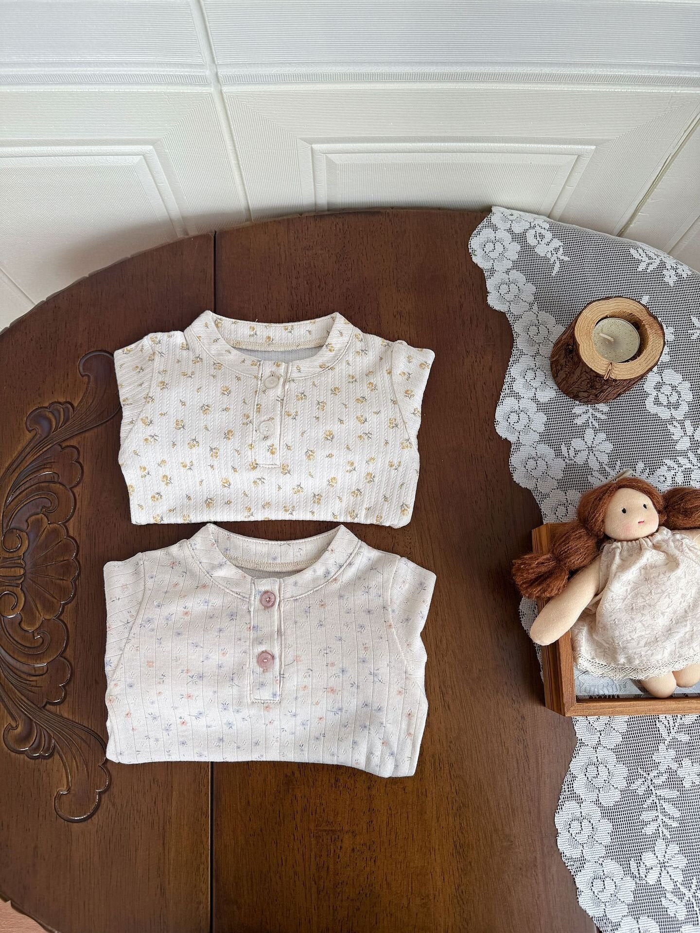 Floral Print Knitted T-Shirt 花柄 ニット Tシャツ ドールカラー【mh0012159】