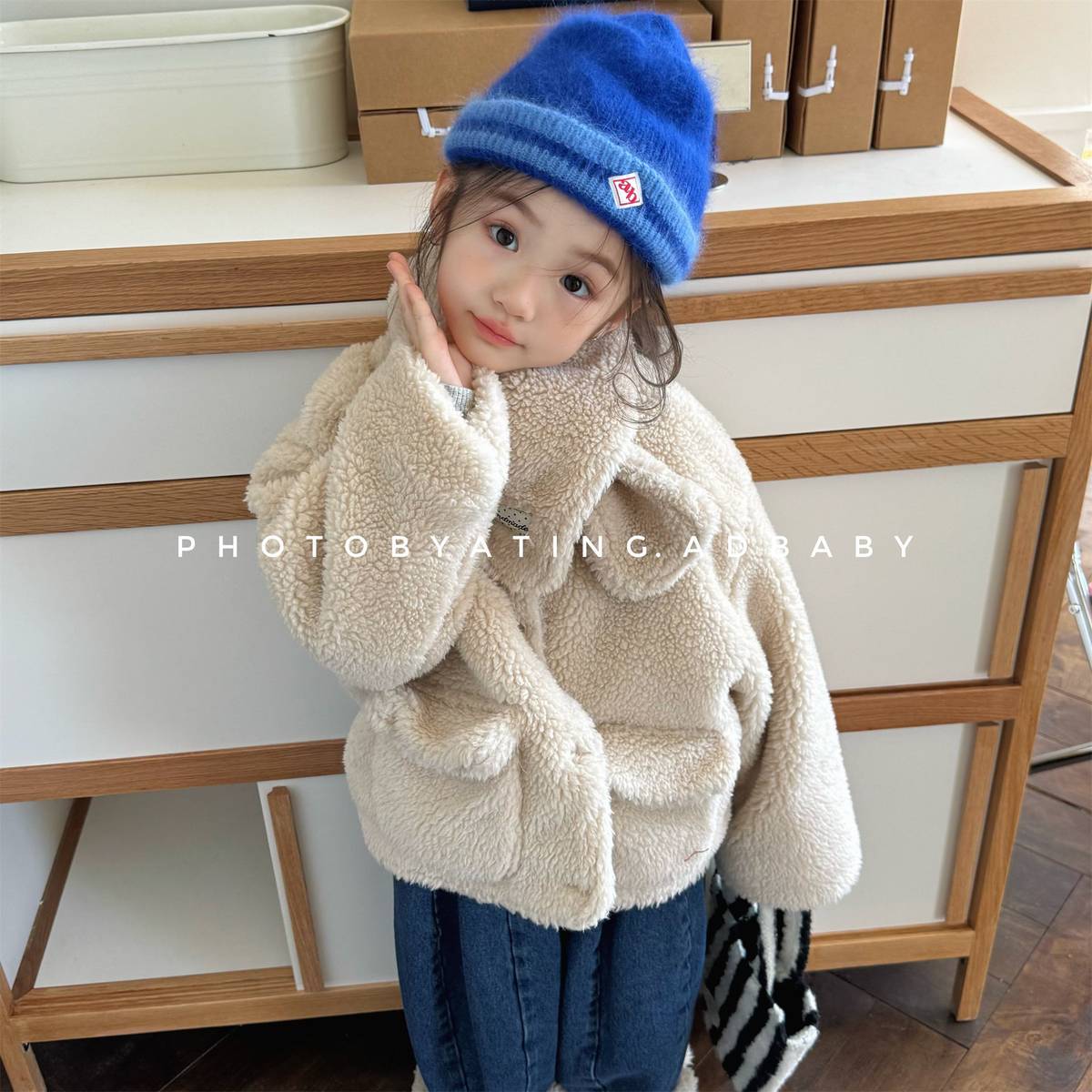 -シープボアジャケット 2点セット もこもこアウター ビッグポケット マフラーセット【mh0011408】 - mamahalo shop - ショートコート・ジャケット・ジャンパー -  べビー服 - 子供服 - 男の子 - 女の子