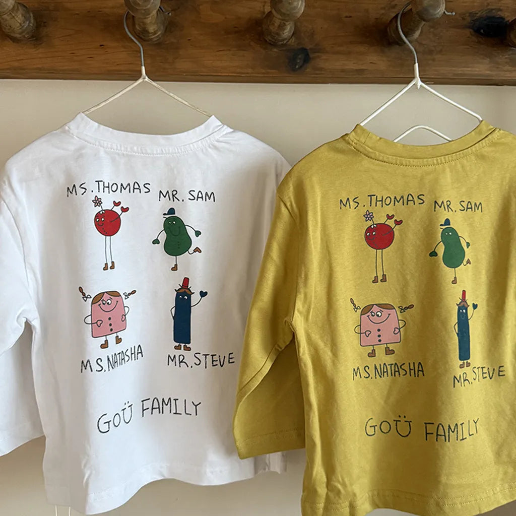 -落書き風キャラクターTシャツ ロゴ入りバックプリント長袖Tシャツ【mh0011065】 - mamahalo shop - 長袖Tシャツ -  べビー服 - 子供服 - 男の子 - 女の子