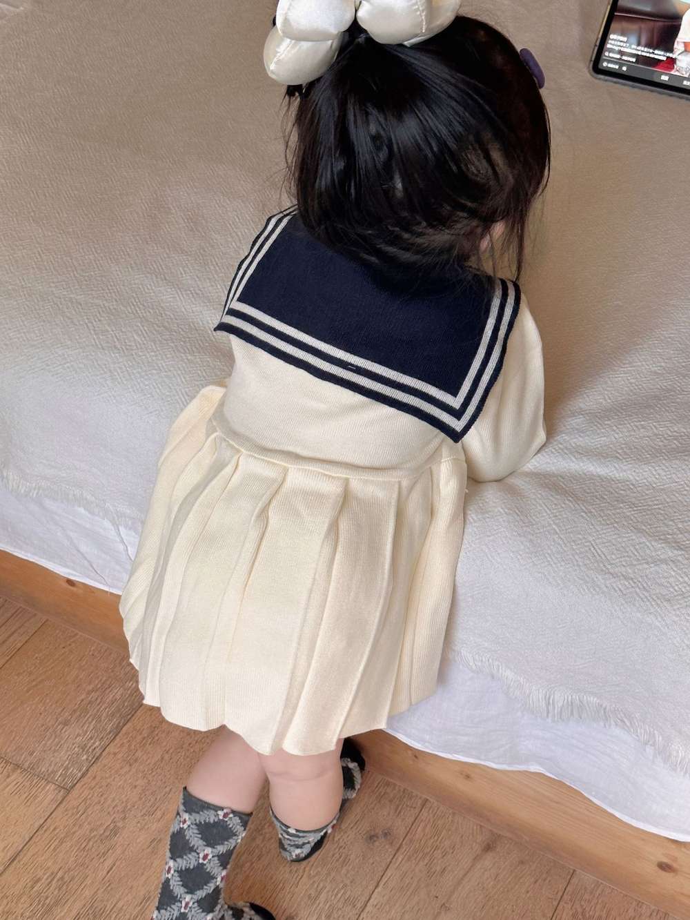 長袖ニットワンピース セーラー襟 プリーツスカート ベビー服【mh0011512】