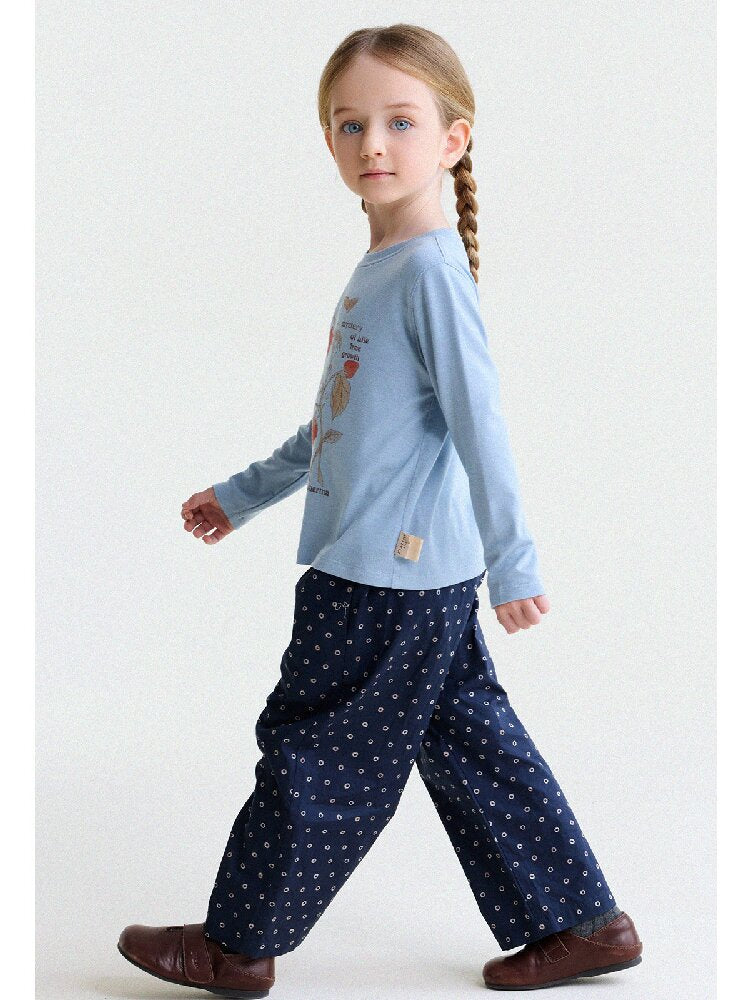 Floral Print Cotton Long Pants ドット柄 ロングパンツ【mh0013169】