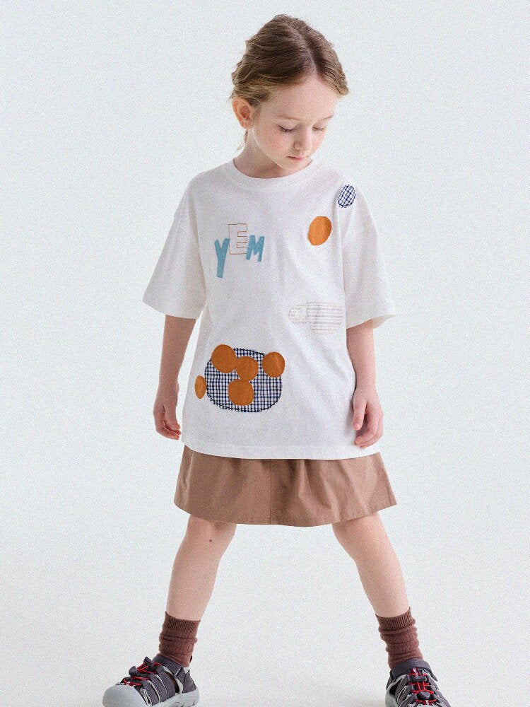 Camiseta de Manga Corta con Letras Aplicadas 【mh0013192】