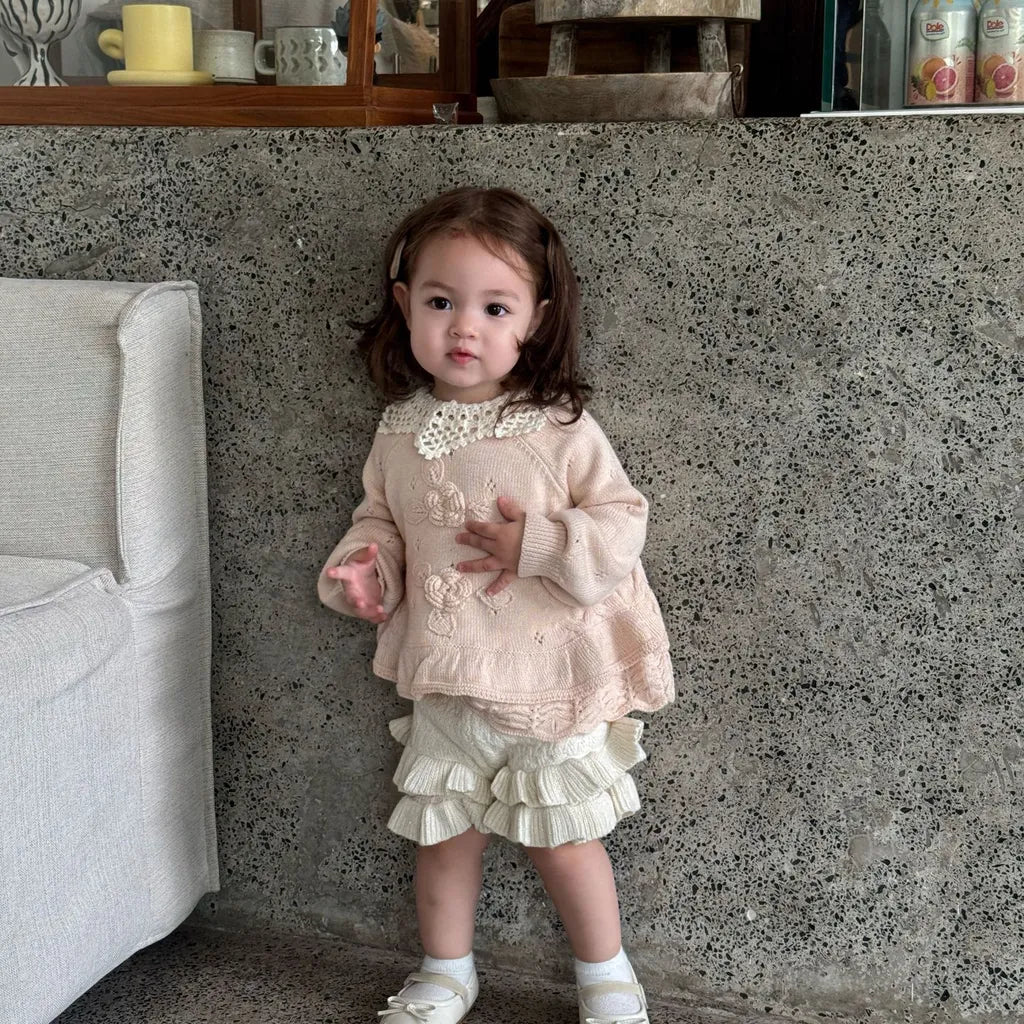 -フラワー刺繍フリルニットプルオーバー【mh0011148】 - mamahalo shop - ニット・セーター -  べビー服 - 子供服 - 男の子 - 女の子