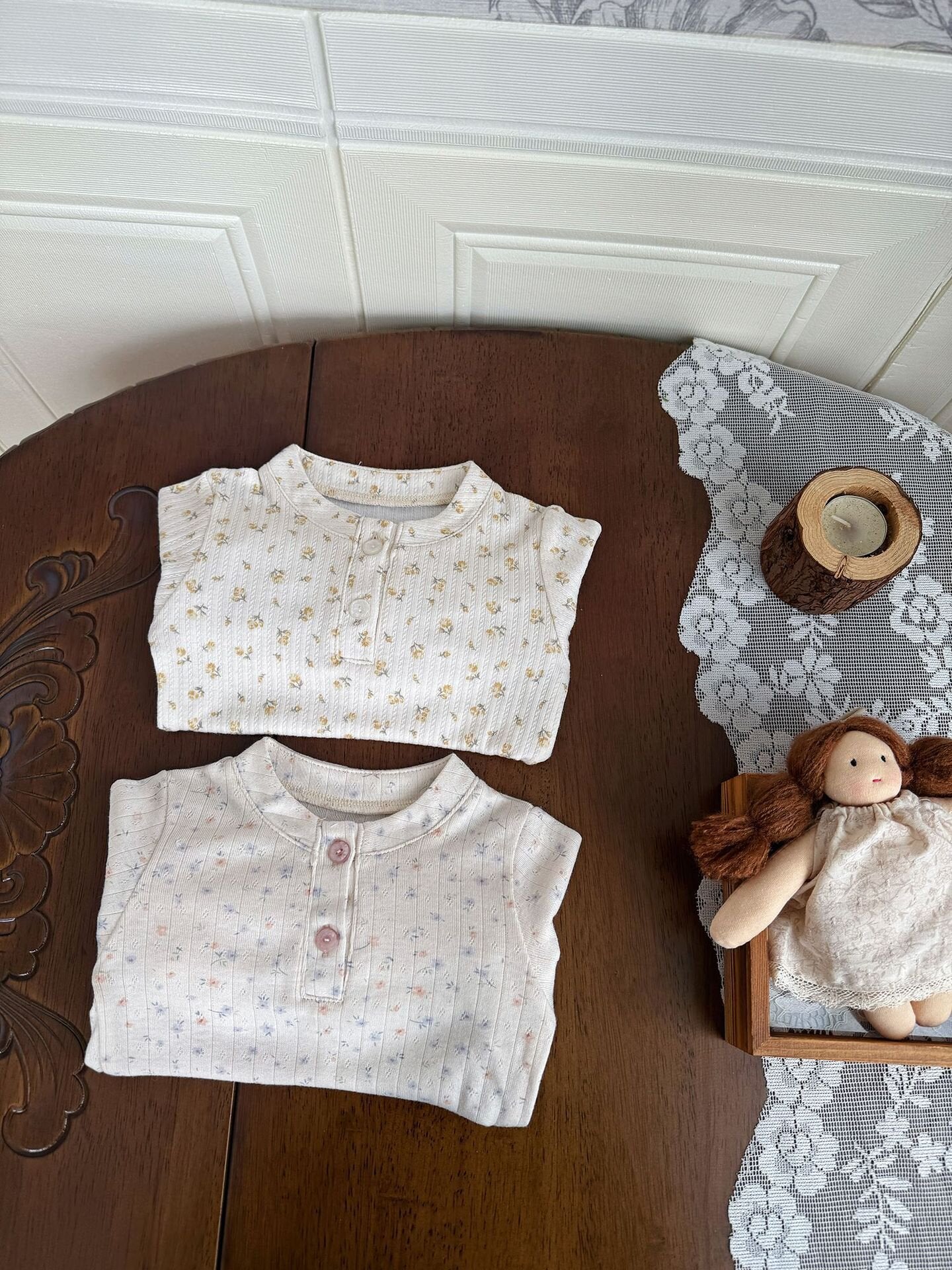 Floral Print Knitted T-Shirt 花柄 ニット Tシャツ ドールカラー【mh0012159】