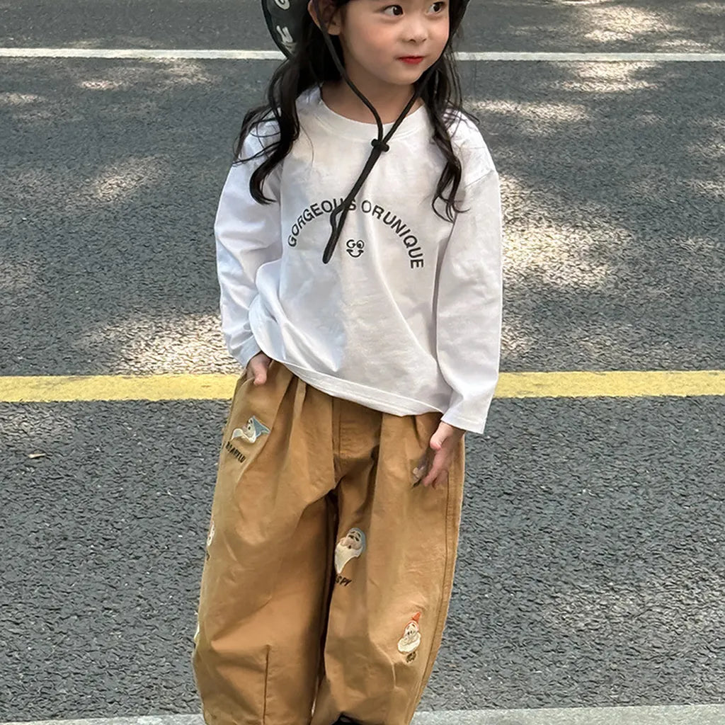 -落書き風キャラクターTシャツ ロゴ入りバックプリント長袖Tシャツ【mh0011065】 - mamahalo shop - 長袖Tシャツ -  べビー服 - 子供服 - 男の子 - 女の子