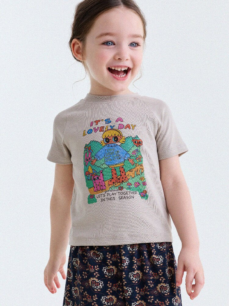 Graphic Print Cotton Raglan T-Shirt キャラクタープリント ラグランTシャツ【mh0013170】