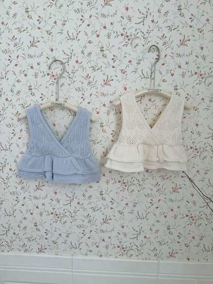 Ruffled Knitted Cotton Vest フリルニットベスト【mh0012107】