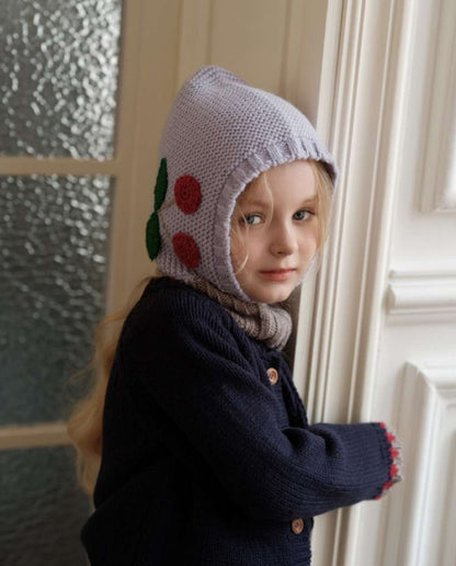 Knit hat/headband with flower crochet embroidery, perfect for warmth and protection for babies and kids [mh0011553]