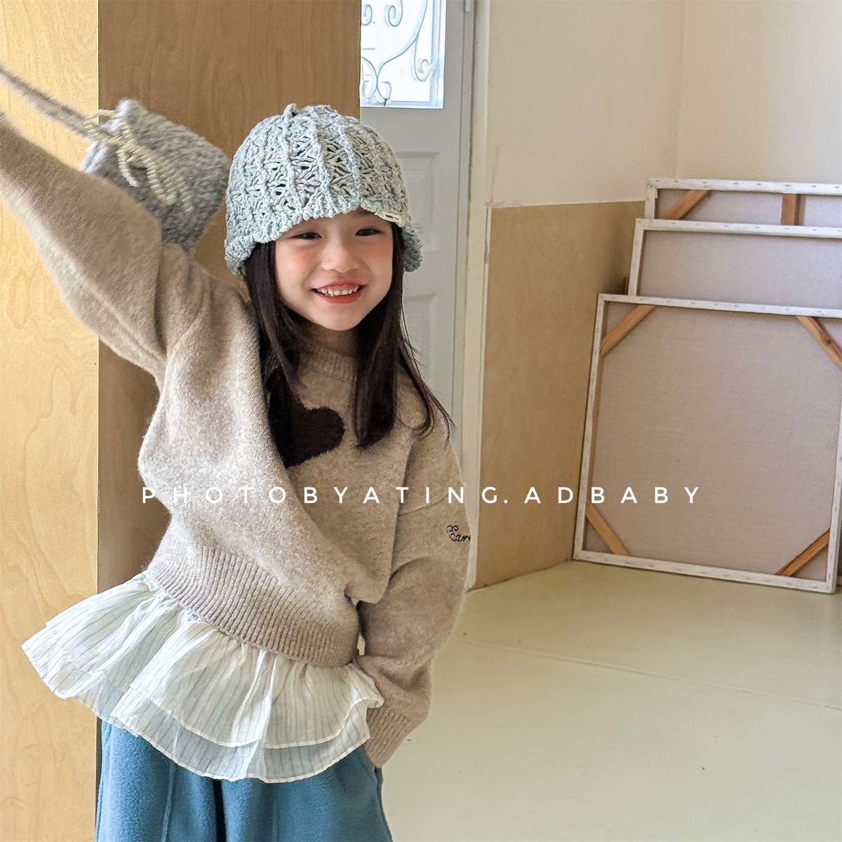 長袖ニット ハート柄プルオーバー クルーネック ゆるシルエット【mh0011432】