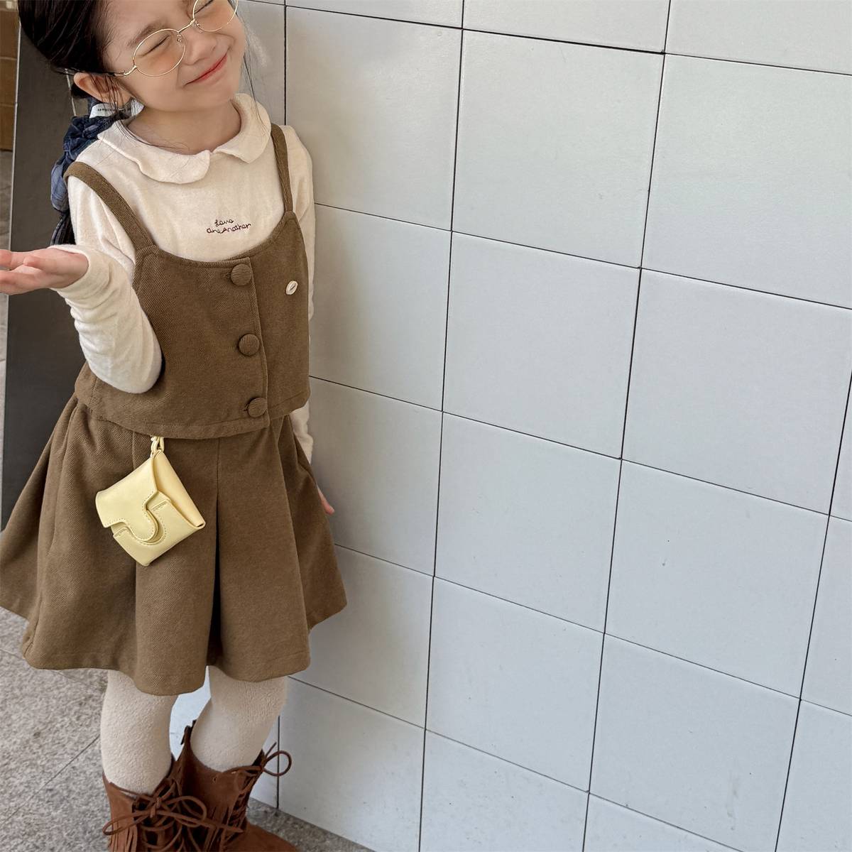 -キャミソールトップス+スカートセットアップ 2点セット ウール調素材【mh0011413】 - mamahalo shop - ノースリーブセットアップ -  べビー服 - 子供服 - 男の子 - 女の子