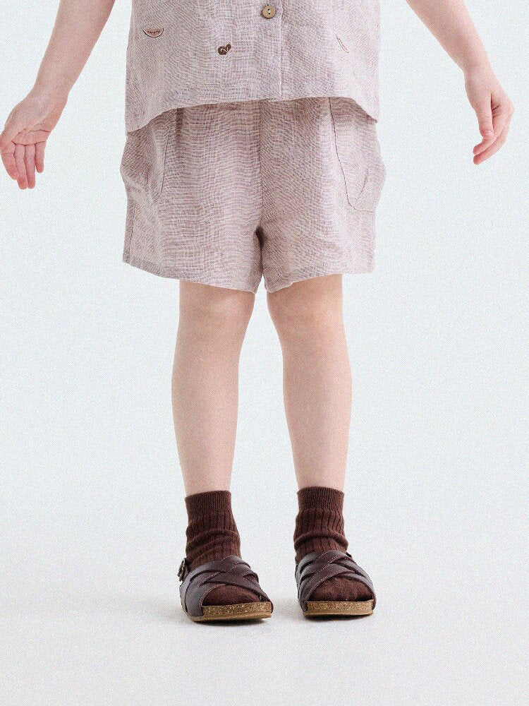Embroidered Linen Sleeveless Shirt Shorts フルーツ刺繍 ノースリーブシャツ ショートパンツ【mh0013187】