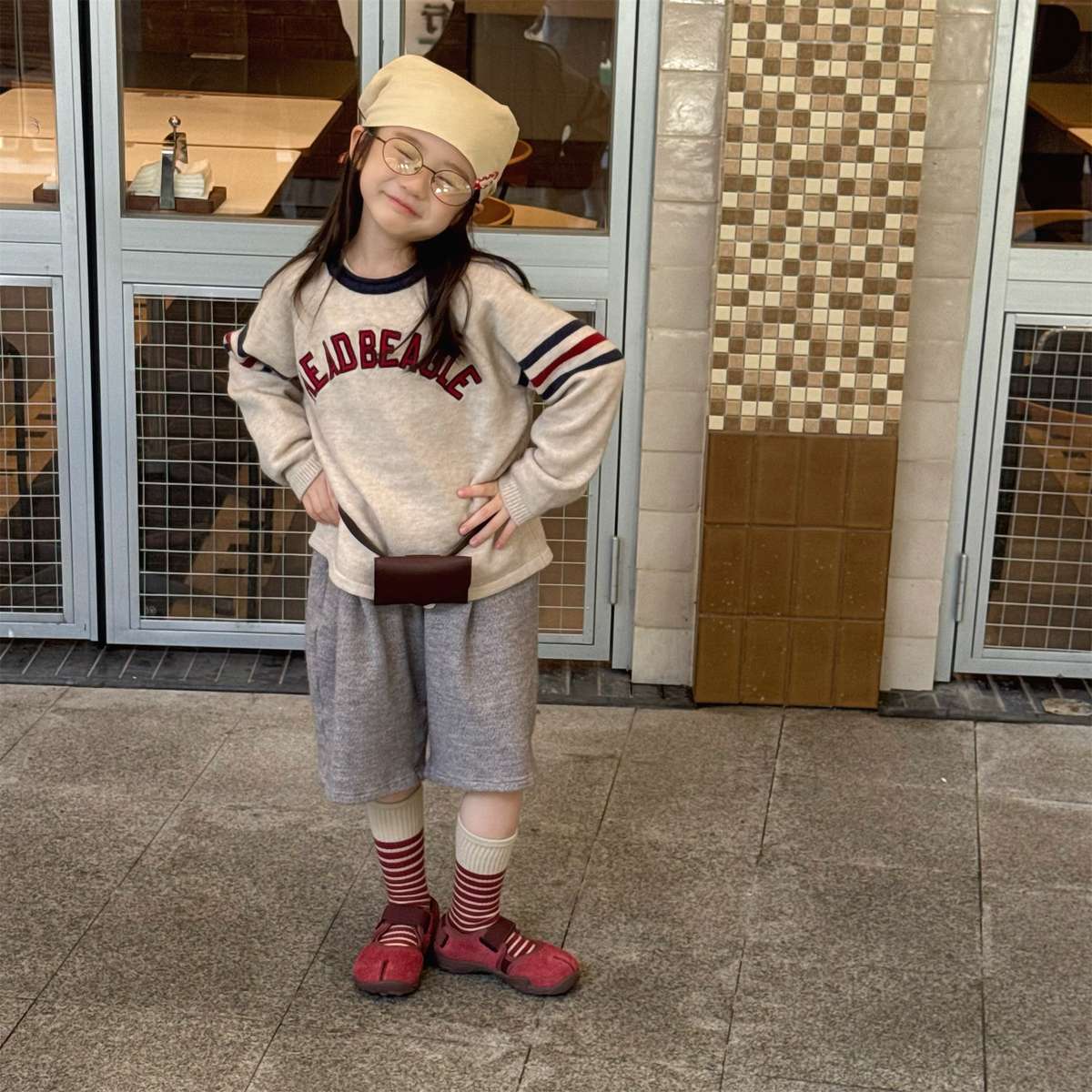 -長袖セーター ニット素材 ラグラン袖 刺繡ロゴ トップス【mh0011422】 - mamahalo shop - ニット・セーター -  べビー服 - 子供服 - 男の子 - 女の子