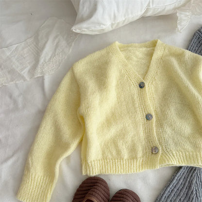 -ショート丈Vネックニットカーディガン【mh0011255】 - mamahalo shop - カーディガン・パーカー -  べビー服 - 子供服 - 男の子 - 女の子