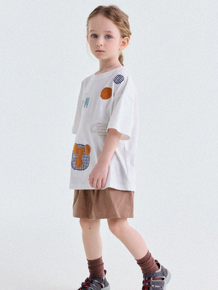 Camiseta de Manga Corta con Letras Aplicadas 【mh0013192】