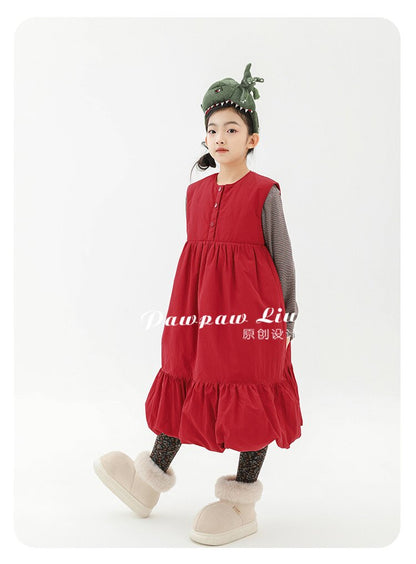 Pawpaw Liu | Red Sweet Padded Sundress 中綿 スイート サンドレス ワンピース【mh0020083】