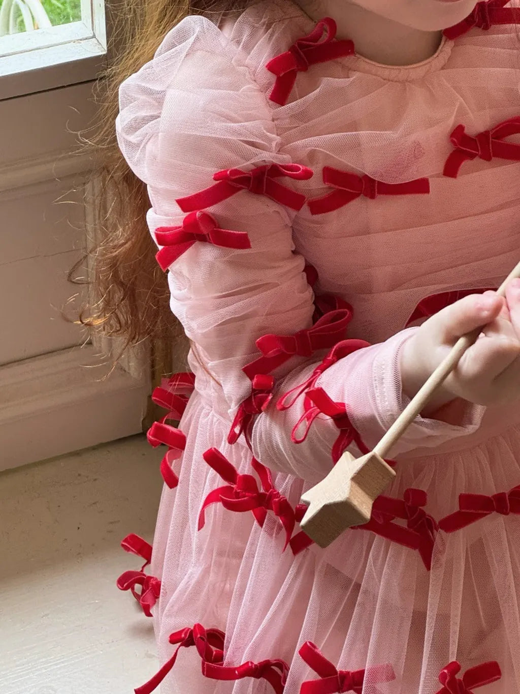 -ベロアリボンチュールロングドレスワンピース【mh0011210】 - mamahalo shop - 長袖ワンピース -  べビー服 - 子供服 - 男の子 - 女の子