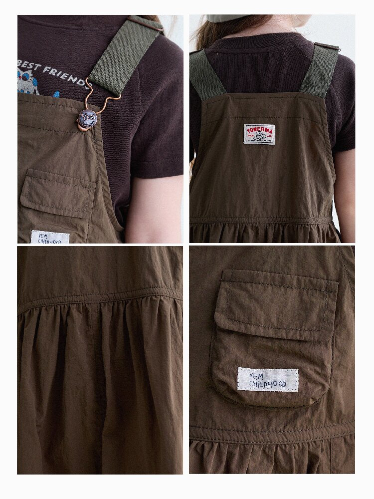 Multi Pocket Layering Bib Skirt ワークテイスト サロペットワンピース【mh0013188】