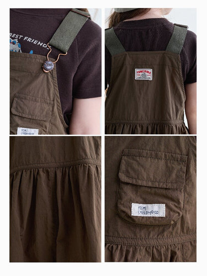 Multi Pocket Layering Bib Skirt ワークテイスト サロペットワンピース【mh0013188】