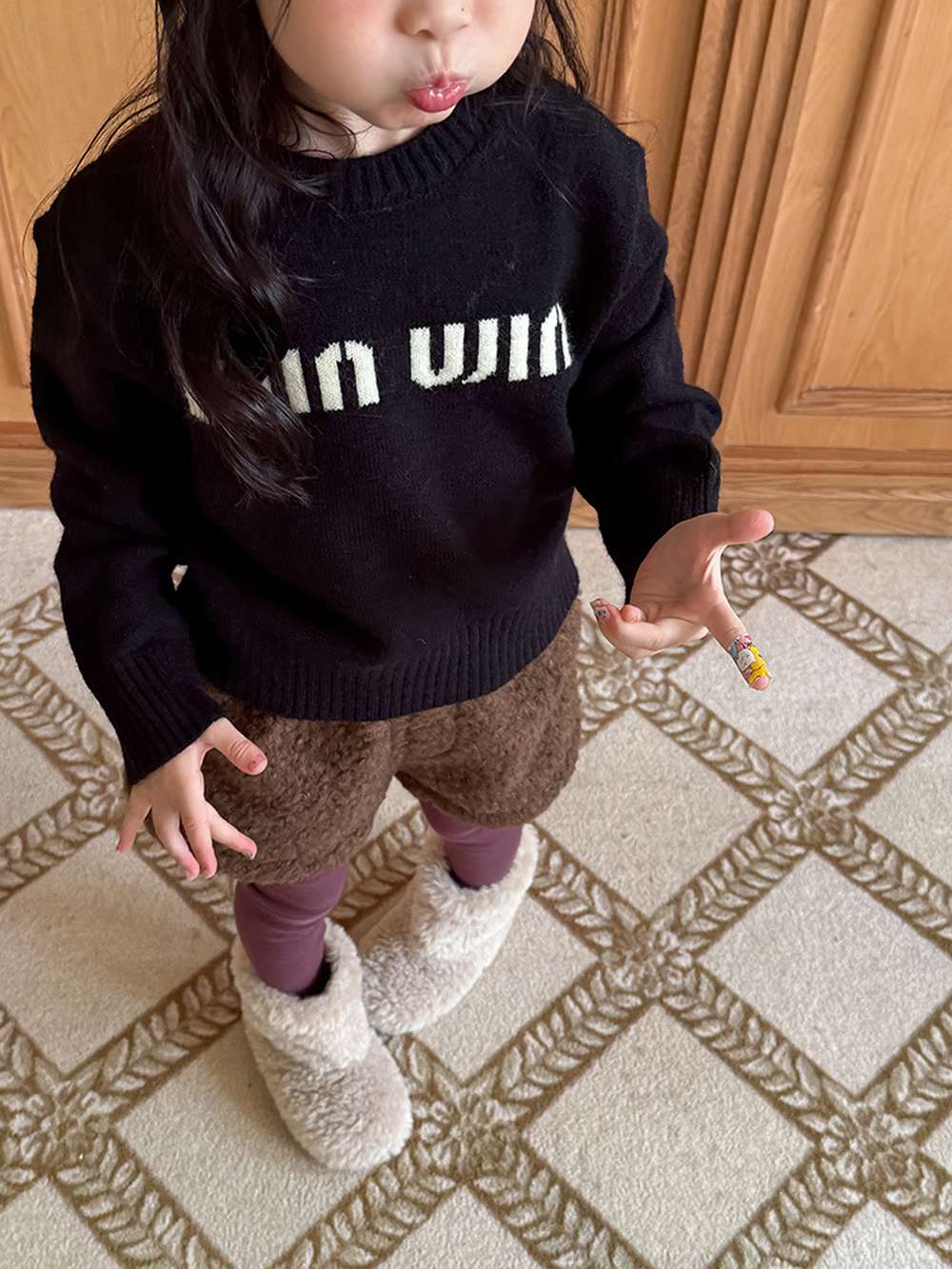 長袖セーター アルファベット刺繍 ラウンドネック プルオーバー【mh0011462】