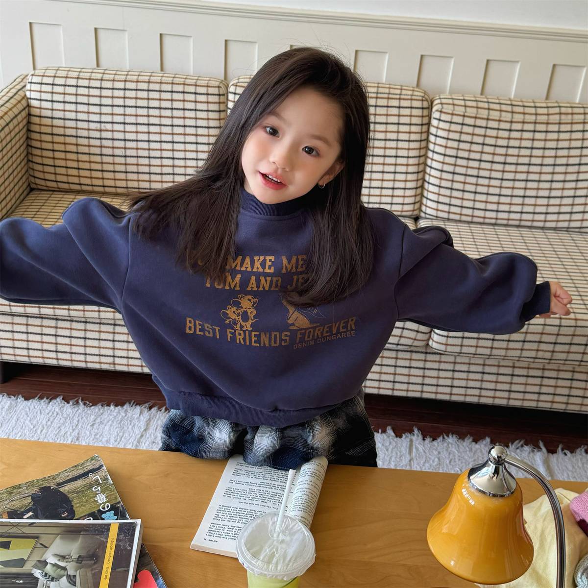 -長袖スウェットトレーナー 裏起毛 プリントロゴ入り カジュアルトップス【mh0011399】 - mamahalo shop - トレーナー・フーディ -  べビー服 - 子供服 - 男の子 - 女の子