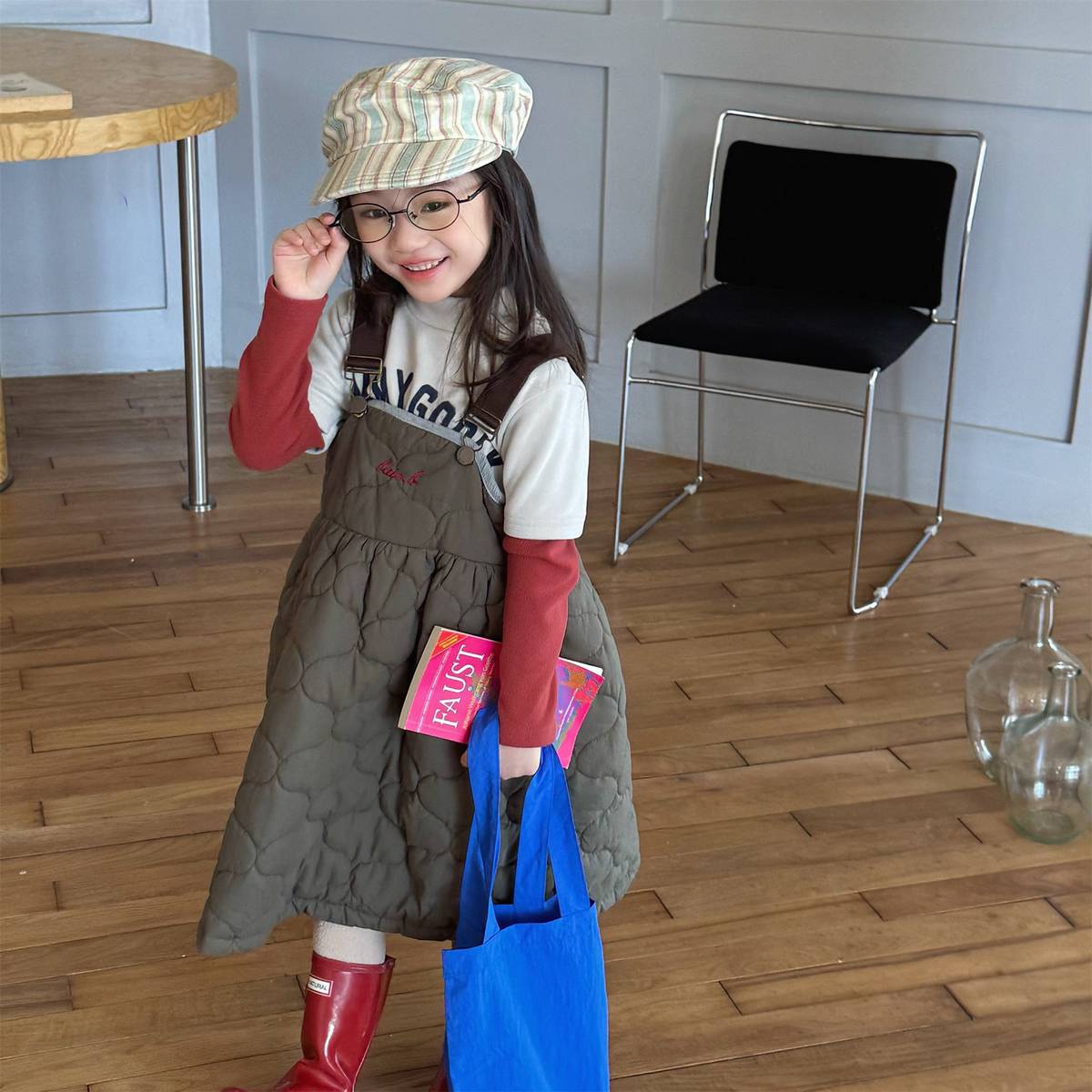 -キルティング サロペットスカート ジャンパースカート 中綿入り【mh0011419】 - mamahalo shop - ノースリーブワンピース -  べビー服 - 子供服 - 男の子 - 女の子