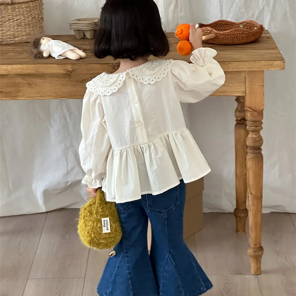 -切替デザインデニムフレアベルボトムパンツ【mh0011256】 - mamahalo shop - デニムパンツ -  べビー服 - 子供服 - 男の子 - 女の子