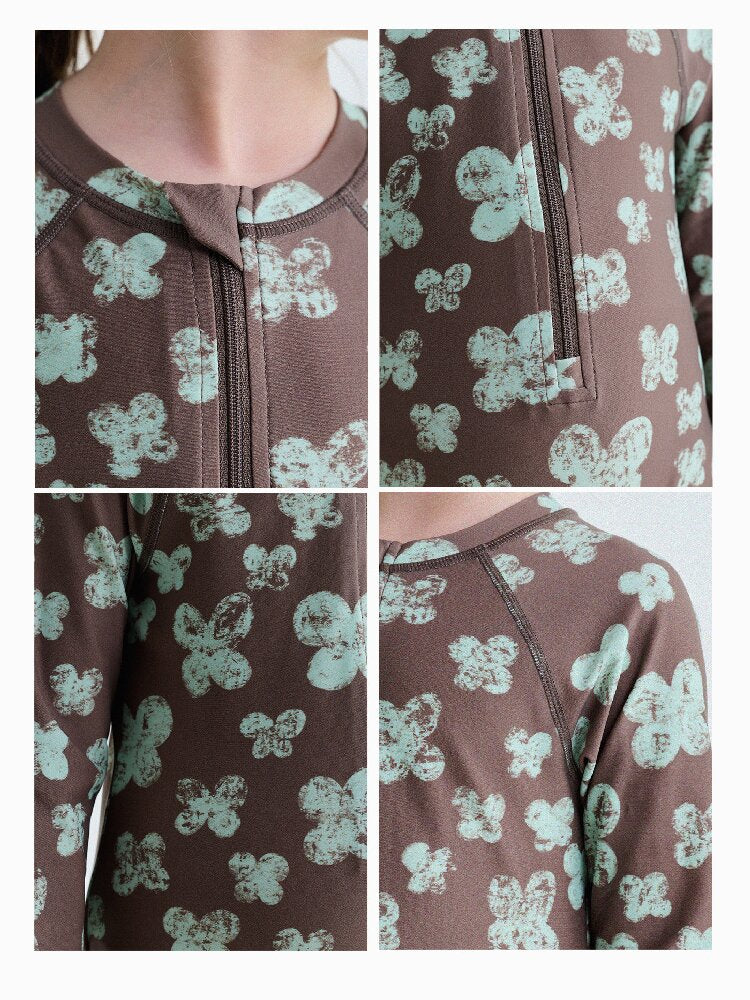 UPF50+ Sunscreen Long-Sleeved One-Piece Swimsuit ラッシュガード 長袖水着【mh0013191】