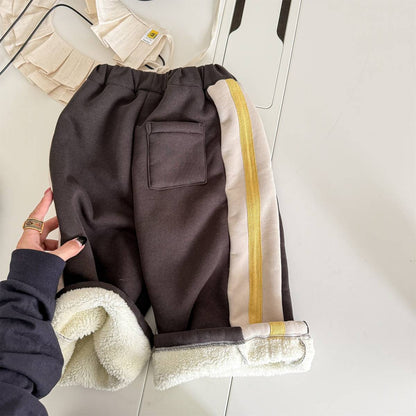 -裏起毛スウェットパンツ ロングパンツ カジュアル チェック サイドライン【mh0011402】 - mamahalo shop - ロングパンツ・スウェットパンツ -  べビー服 - 子供服 - 男の子 - 女の子