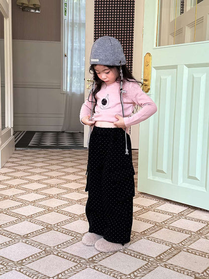 長袖ハイネックトップス | アップリケ刺繍 | 裏起毛モックネックカットソー【mh0011471】