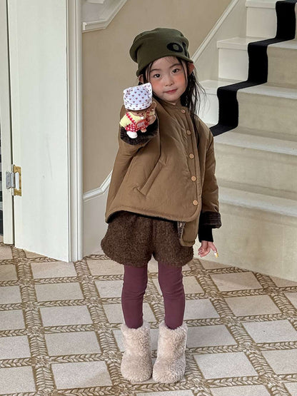 リバーシブルジャケット | 中綿入りウール混チェック柄 | バーン風アウター【mh0011468】