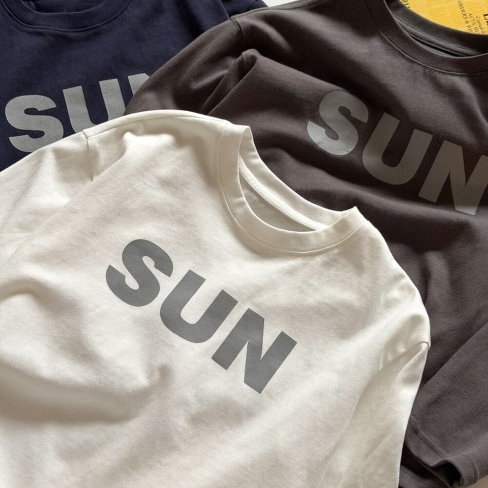 キッズ ジュニア 英字ロゴ プリント クルーネック 長袖Tシャツ【mh0014421】