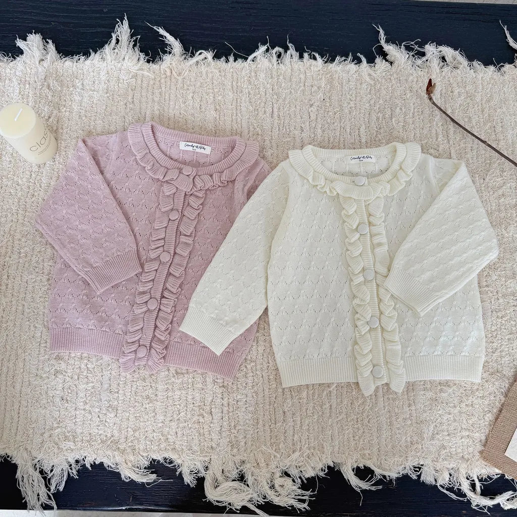 -クロシェ編みフリルニットカーディガン【mh0011165】 - mamahalo shop - カーディガン・パーカー -  べビー服 - 子供服 - 男の子 - 女の子