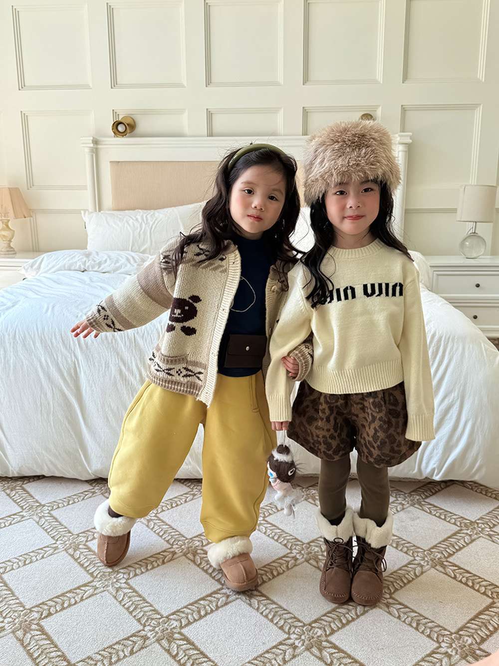 長袖ニットカーディガン ベアくま刺繍 厚手ヘビーウェイト【mh0011459】