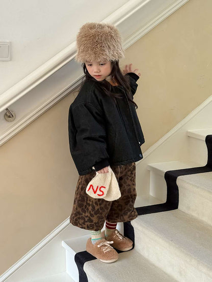 長袖デニムブルゾンジャケット | 中綿入り裏地付き | リブ袖 | 厚手冬アウター【mh0011469】