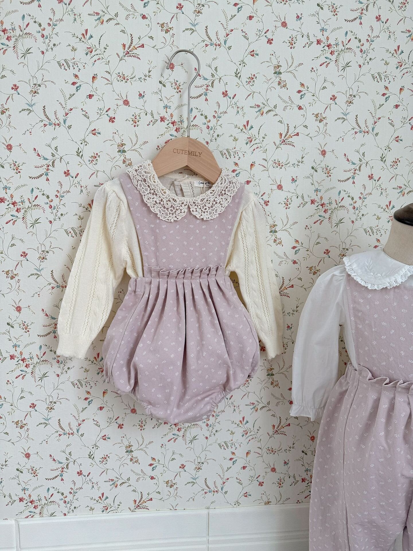 Floral Twill Suspender Romper 花柄 ツイル サスペンダー ロンパース【mh0012154】