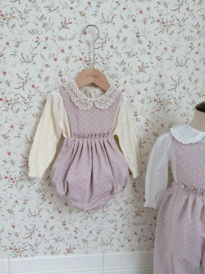 Floral Twill Suspender Romper 花柄 ツイル サスペンダー ロンパース【mh0012154】