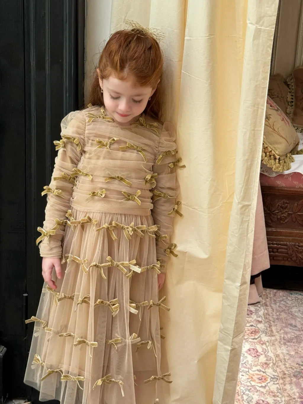 -ベロアリボンチュールロングドレスワンピース【mh0011210】 - mamahalo shop - 長袖ワンピース -  べビー服 - 子供服 - 男の子 - 女の子