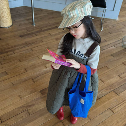 -キルティング サロペットスカート ジャンパースカート 中綿入り【mh0011419】 - mamahalo shop - ノースリーブワンピース -  べビー服 - 子供服 - 男の子 - 女の子