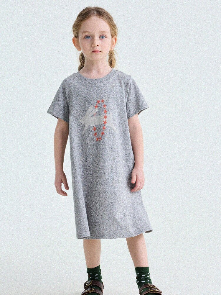 Rabbit Print A-line T-shirt Dress Aライン 半袖ワンピース【mh0013189】