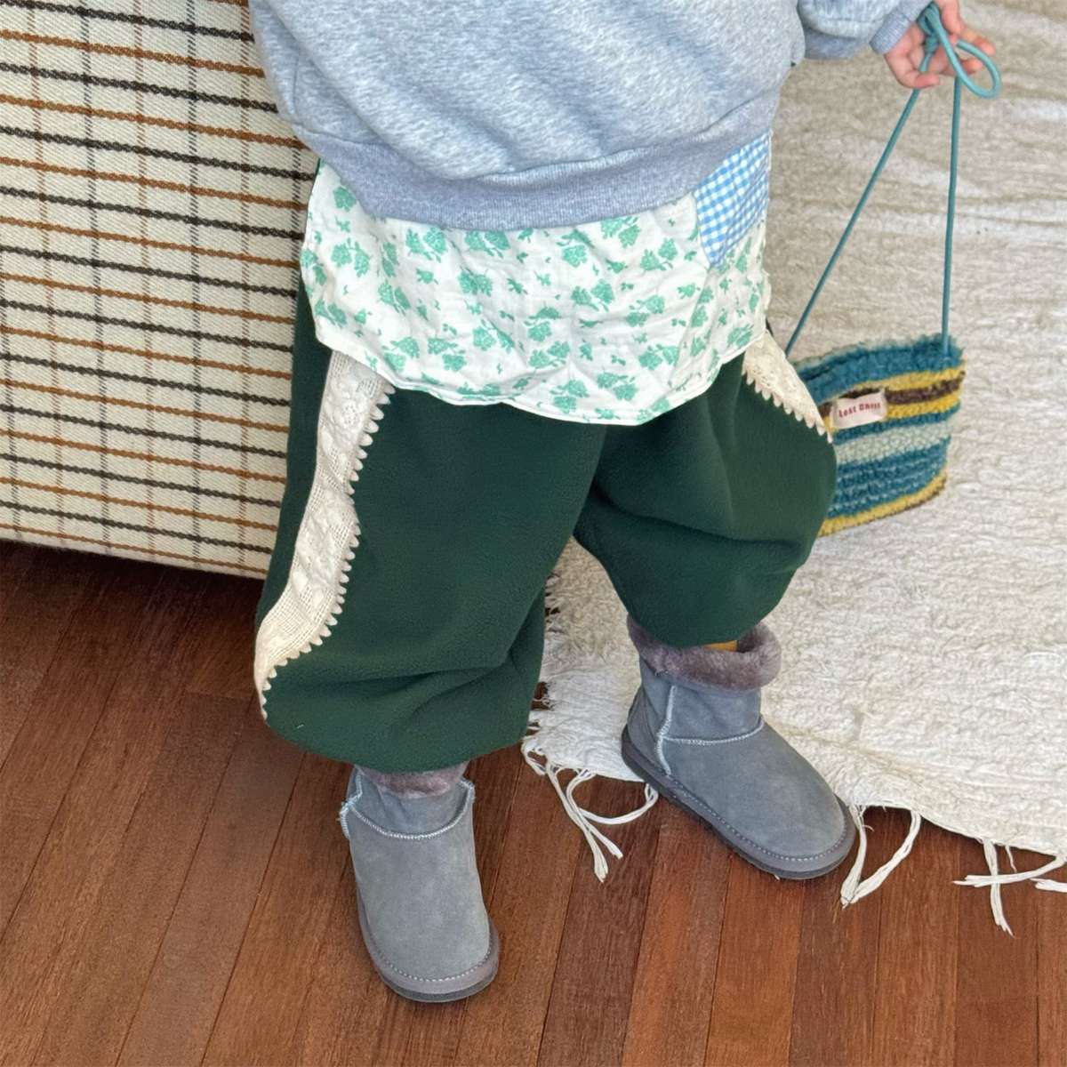 -フリーススウェットパンツ サイドレースデザイン あったか長ズボン【mh0011427】 - mamahalo shop - ロングパンツ・スウェットパンツ -  べビー服 - 子供服 - 男の子 - 女の子