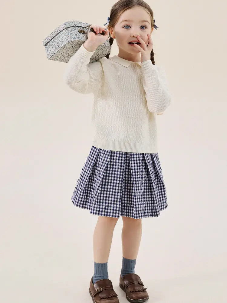 -フレンチスタイルチェックジャケット/ボックスプリーツスカート スーツ【mh0011299】 - mamahalo shop - 長袖セットアップ -  べビー服 - 子供服 - 男の子 - 女の子