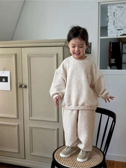 長袖スウェットセットアップ 2点セット | リブニット地 | ゆったり秋冬ベビー服【mh0011492】