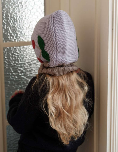 Knit hat/headband with flower crochet embroidery, perfect for warmth and protection for babies and kids [mh0011553]