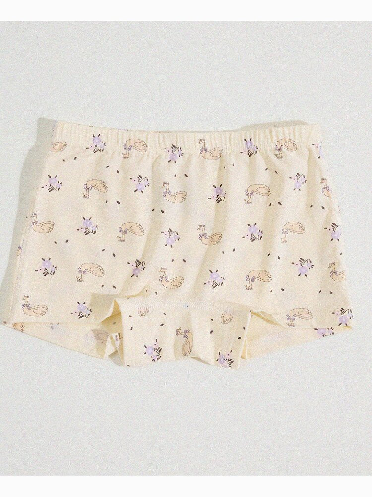 Girls' Cartoon Breathable Boxer Shorts ボタニカルプリント ボクサーパンツ【mh0013205】