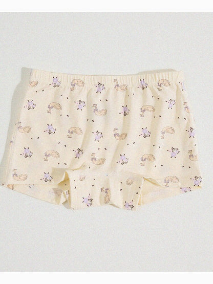 Girls' Cartoon Breathable Boxer Shorts ボタニカルプリント ボクサーパンツ【mh0013205】