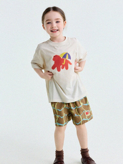 Abstract Line Quick-Dry Shorts ワッペン ハーフパンツ【mh0013197】