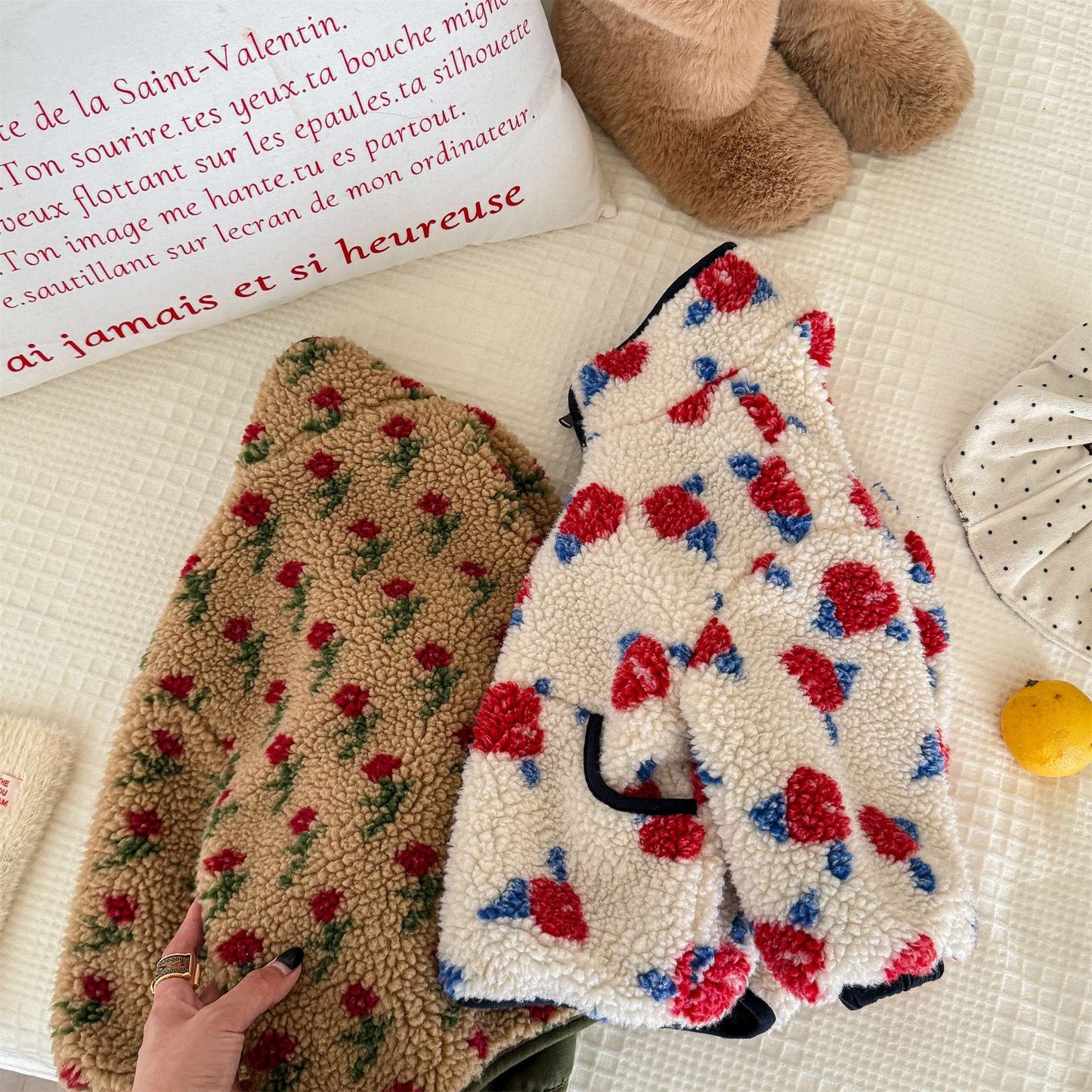 シープボアコート 花柄 フリースジャケット もこもこアウター 厚手防寒【mh0011436】