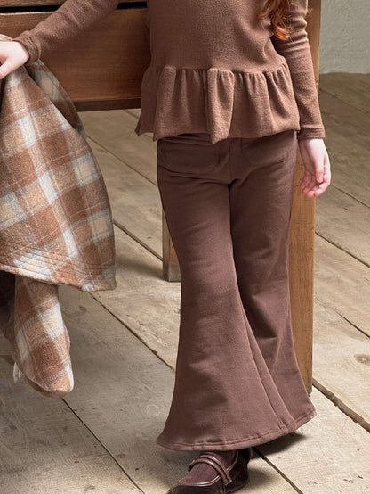 裏起毛フレアパンツ ベルボトム 暖かポケット付き ロングパンツ【mh0011444】