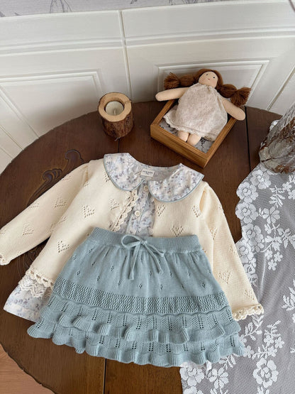 Hand-Knit Style Lace Cardigan クロシェ風 レース カーディガン【mh0012157】