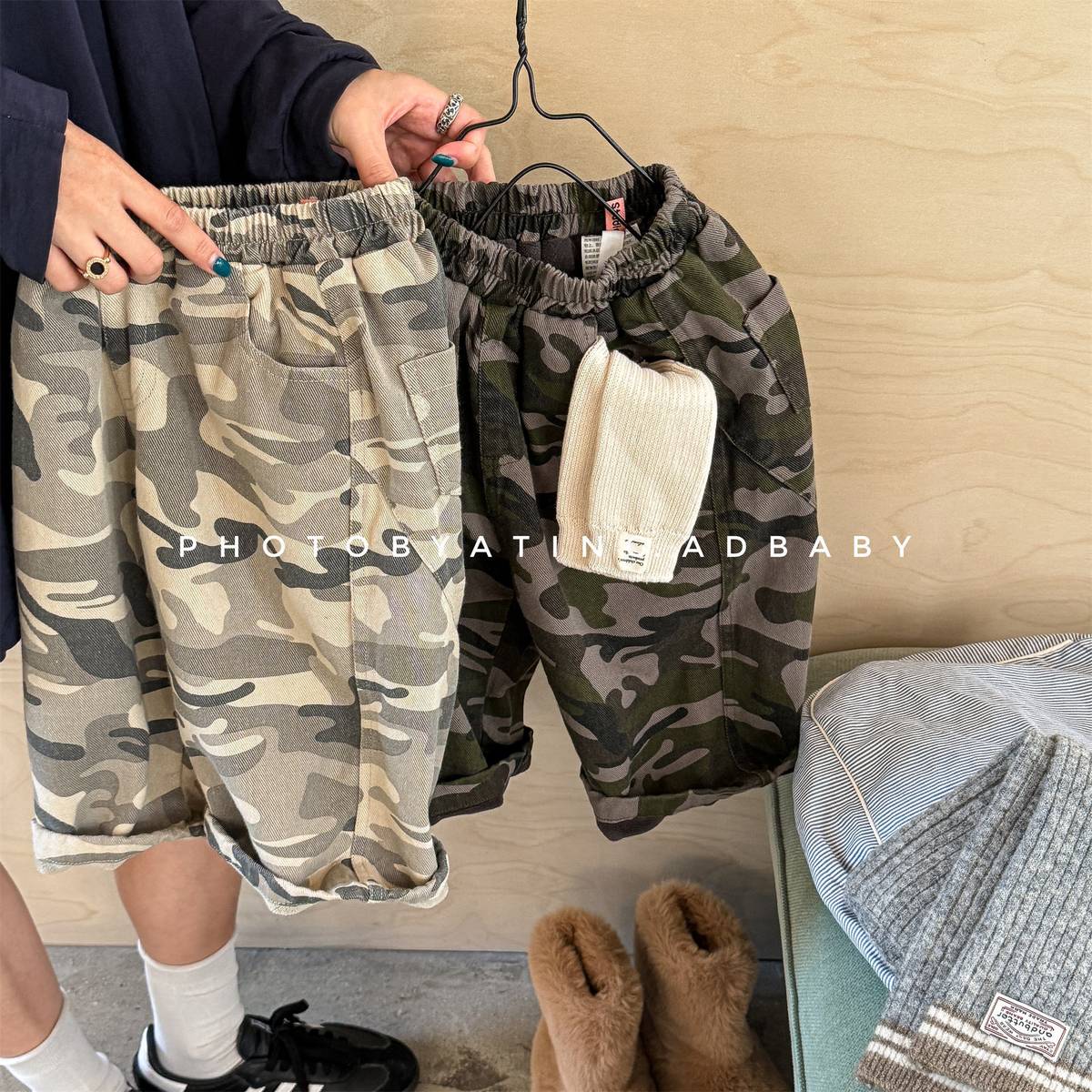 -カモフラ柄ロングパンツ 裏起毛 長ズボン カジュアルパンツ【mh0011414】 - mamahalo shop - ロングパンツ・スウェットパンツ -  べビー服 - 子供服 - 男の子 - 女の子